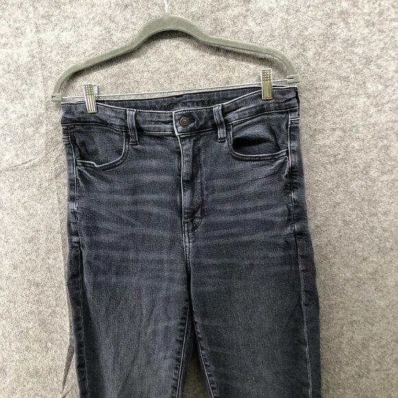 American Eagle Super Hi-Rise Jegging Womens 12 Washed Black Super Stretch - Picture 3 of 11